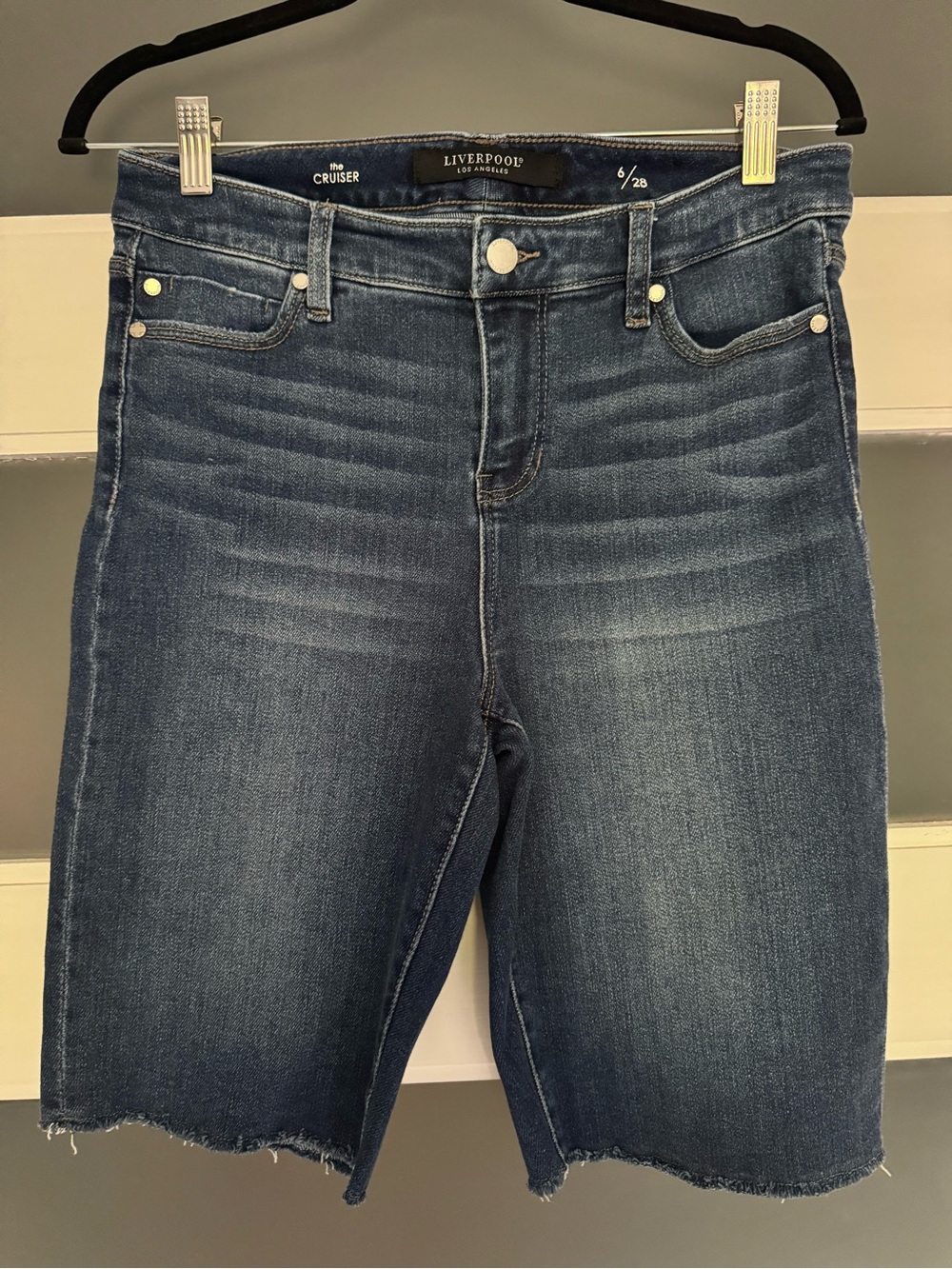 Liverpool Cruiser Mid Rise Denim Bermuda Shorts 6